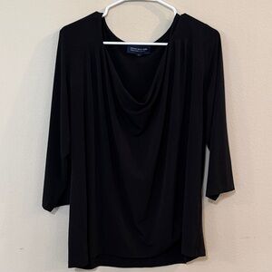 Jones New York Black Drape Neck Blouse